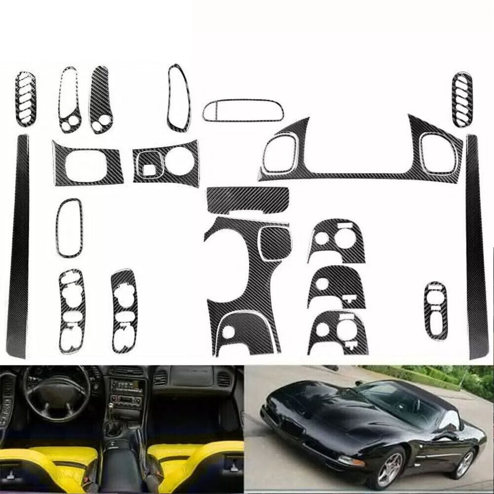 23Pcs Real Carbon Fiber Interior Full Set Trim For Chevrolet Corvette C5 1998-04