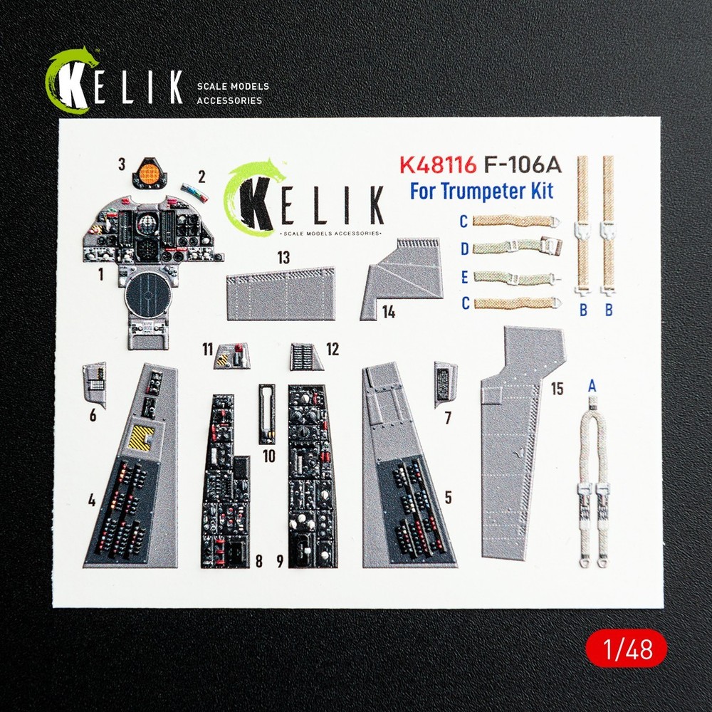 Cockpit 3D Decals F-106A Delta Dart for Trumpeter kit Scale 1:48 K48116 KeliK