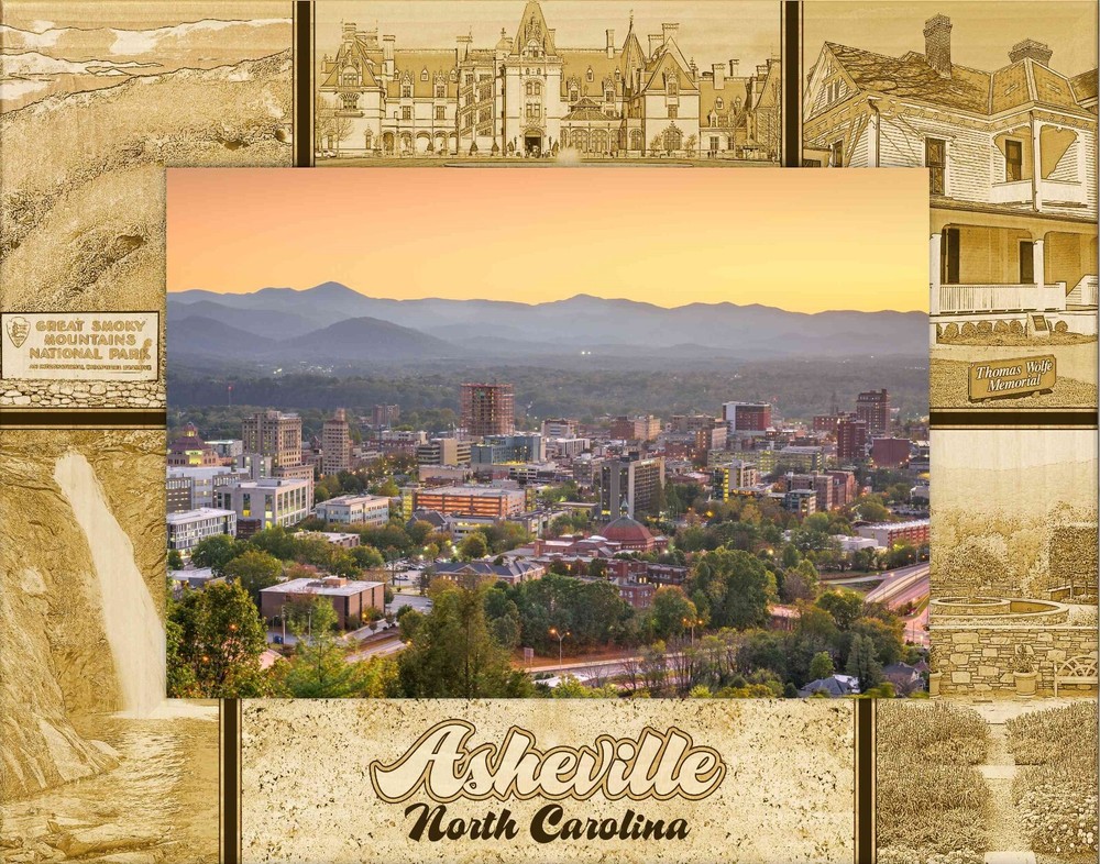 Asheville North Carolina Laser Engraved Wood Picture Frame Landscape (4 x 6)