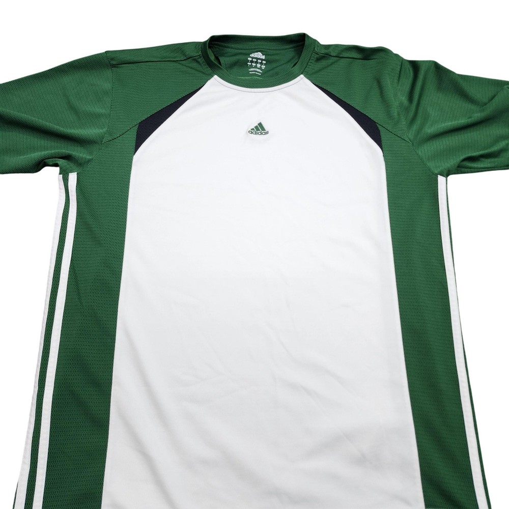 Adidas Jersey Shirt Mens Large White Green Short Sleeve Mesh Soccer Athletic