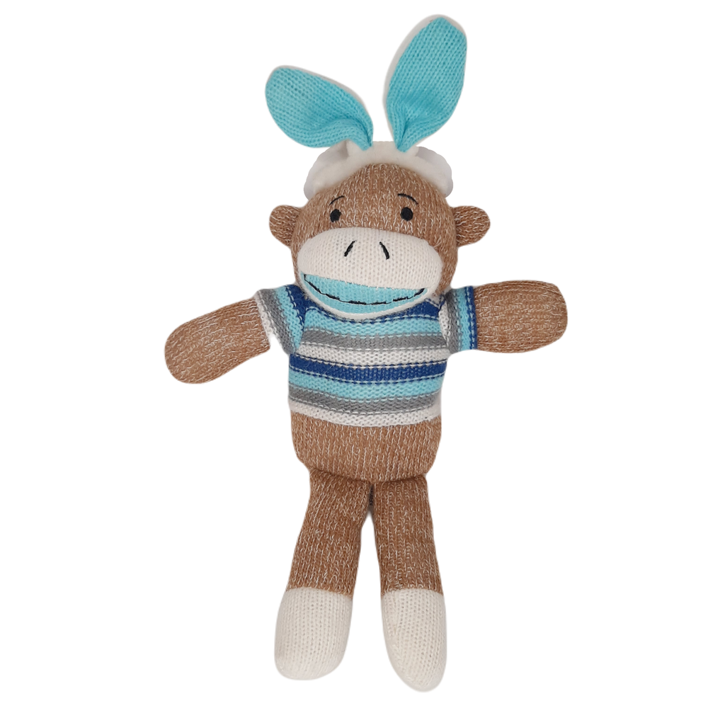 Dan Dee Sock Monkey Easter Bunny Ears & Striped Shirt Plush Stuffed Animal Toy