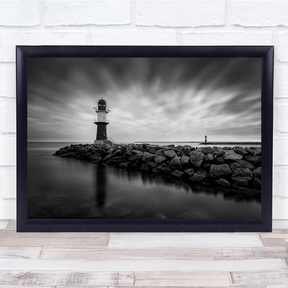 The Twins Beach Ostsee Rostock Water Sea Lighthouse Warnermunde Wall Art Print