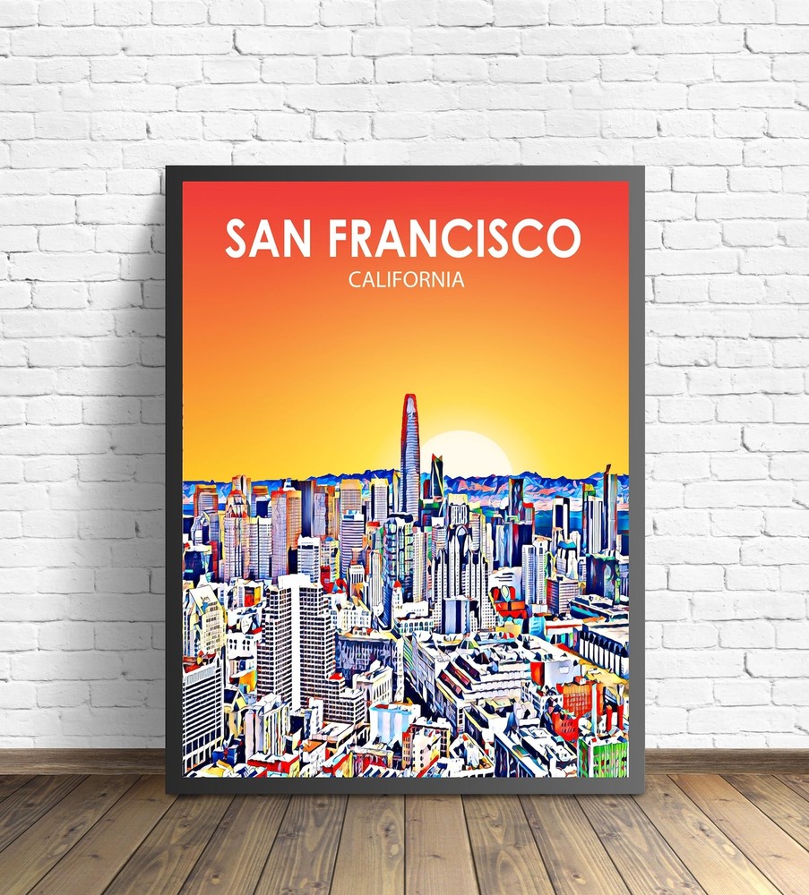 San Francisco Ca Art Poster California Sunset Landscape Poster Print San