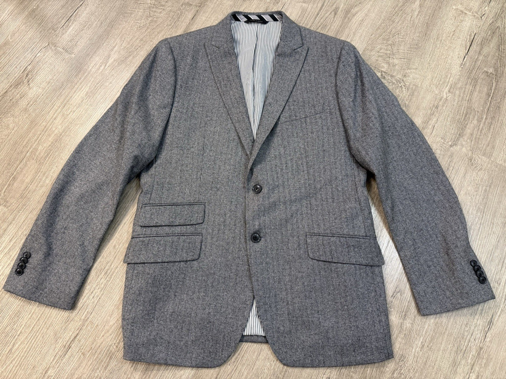 Banana Republic 42R Marzotto Italian Wool Gray Herringbone Blazer Slim