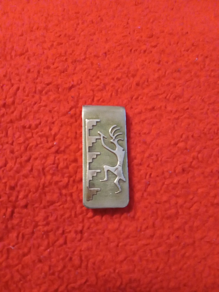 Vintage Sterling Silver Kokopelli Money Clip Southwestern Native American Indian Artisan Crafted