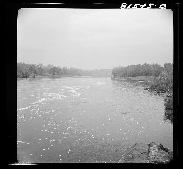 Photo:River Landscape 1930s Wide Waterway Trees Shoreline