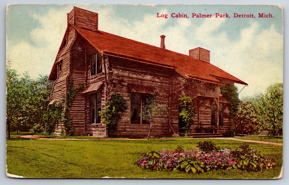 Detroit Michigan~Log Cabin Bldg @ Palmer Park Exterior View~Vintage Postcard