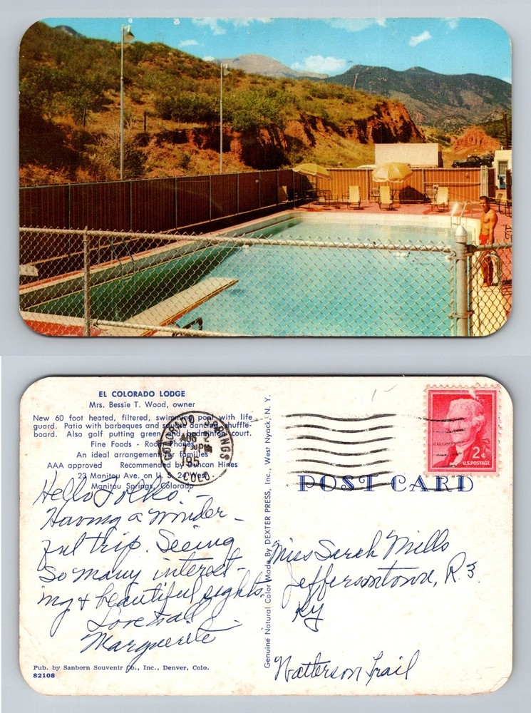 Manitou Springs, CO-Colorado, El Colorado Lodge Swimming Pool Vintage Postcard