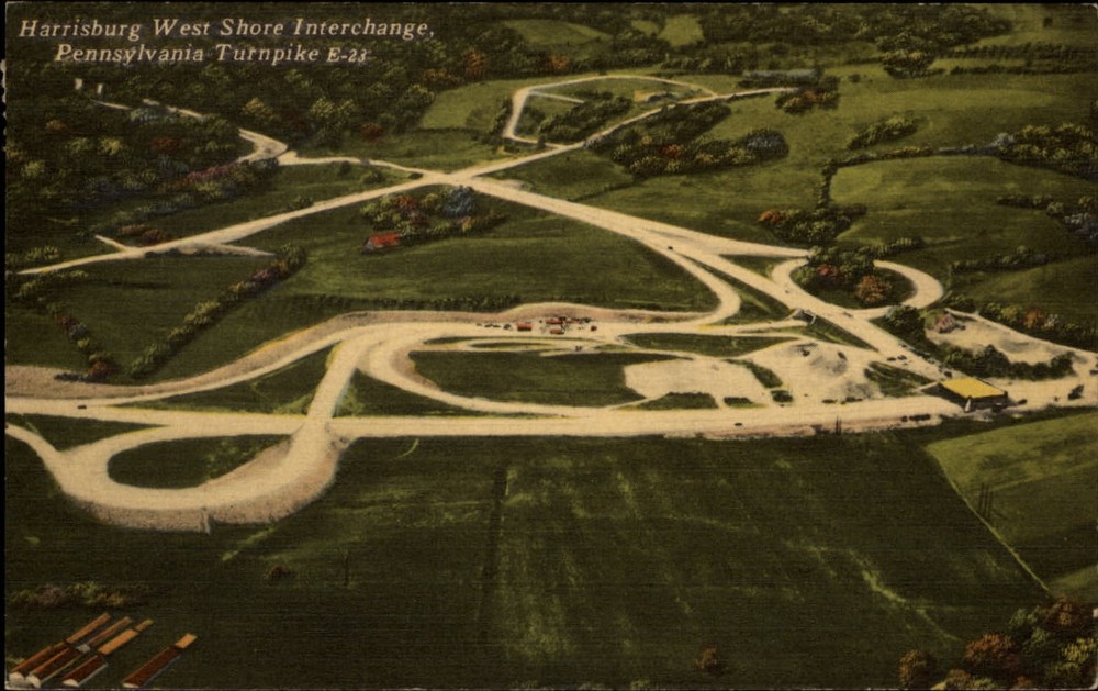 Harrisburg West Shore Interchange Pennsylvania aerial view ~ 1950s postcard
