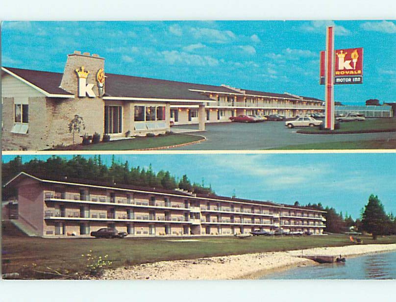 Unused Pre-1980 OLD CARS & K ROYALE MOTOR INN MOTEL St. Saint Ignace MI u2893