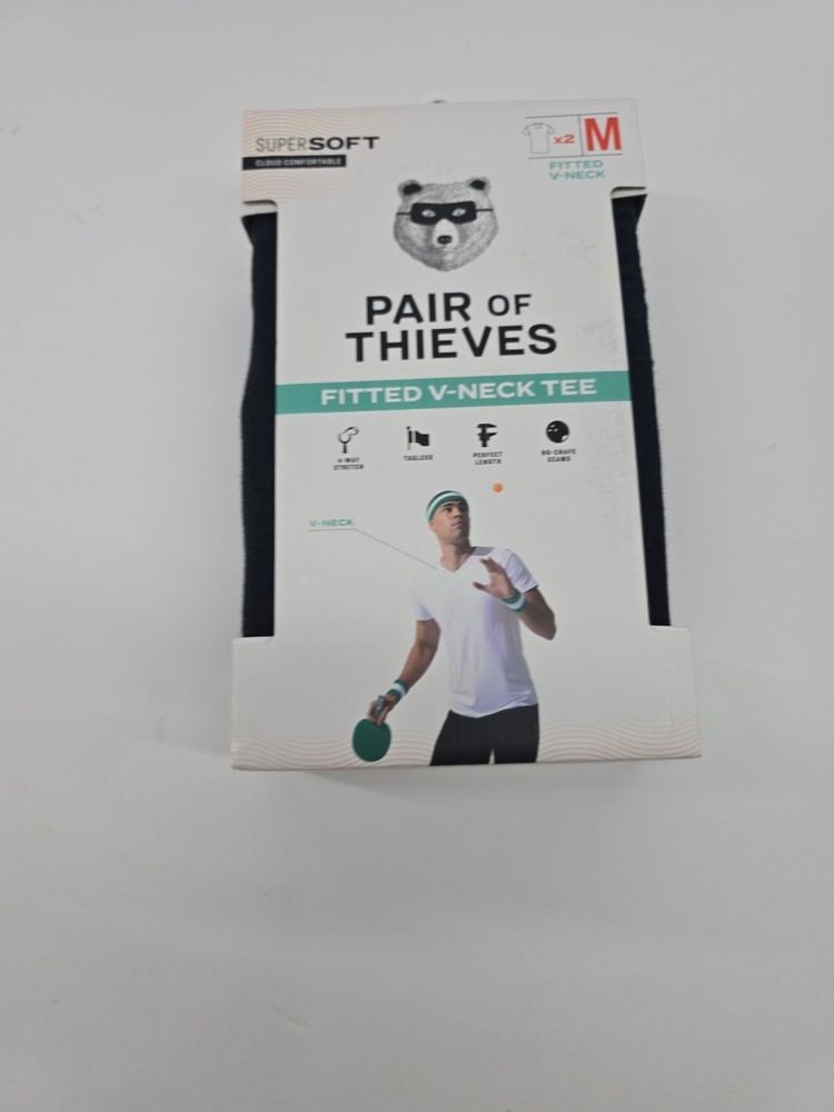 Pair of Thieves brand 2-pack of men's fitted v-neck tees in size medium