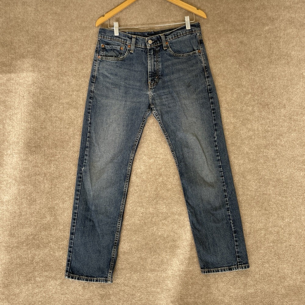 Men's Levi's 505 Blue Denim Jeans - Straight Leg, Regular Fit - 32x30