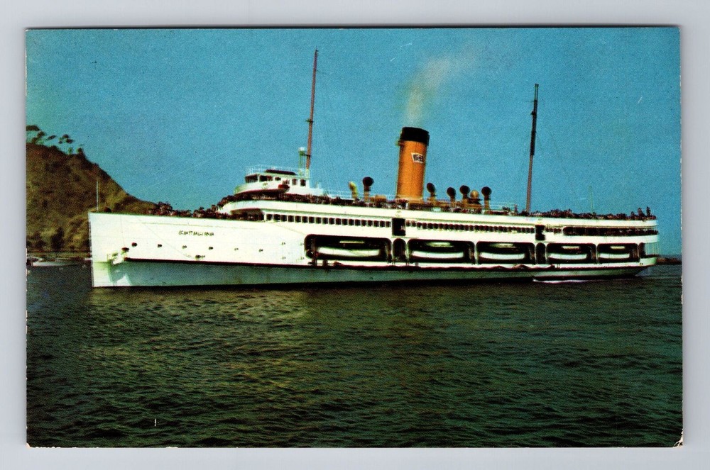 Santa Catalina Island CA-California, Entering Avalon Bay, Vintage Postcard