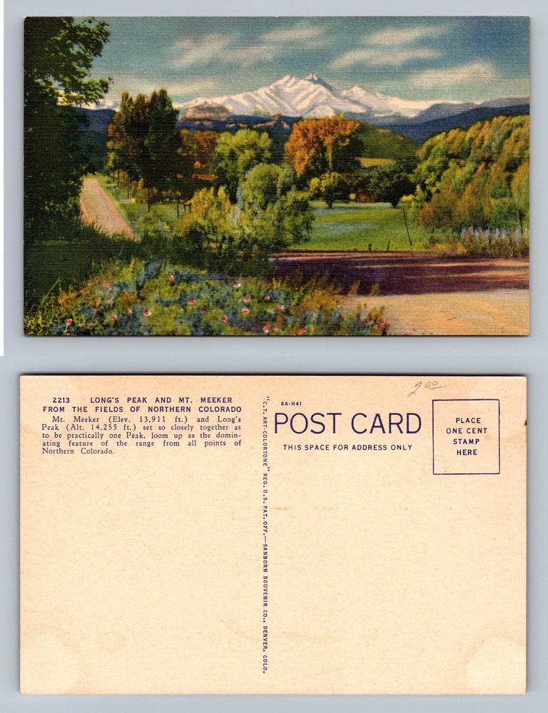 Northern, CO-Colorado, Long’s Peak Mt Meeker Scenic Field View Vintage Postcard