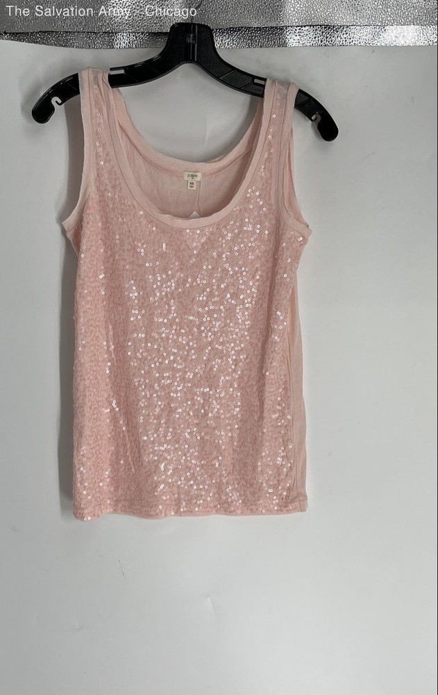 J.Crew Womens Pink Sequin Scoop Neck Sleeveless Pullover Tank Top Size XS