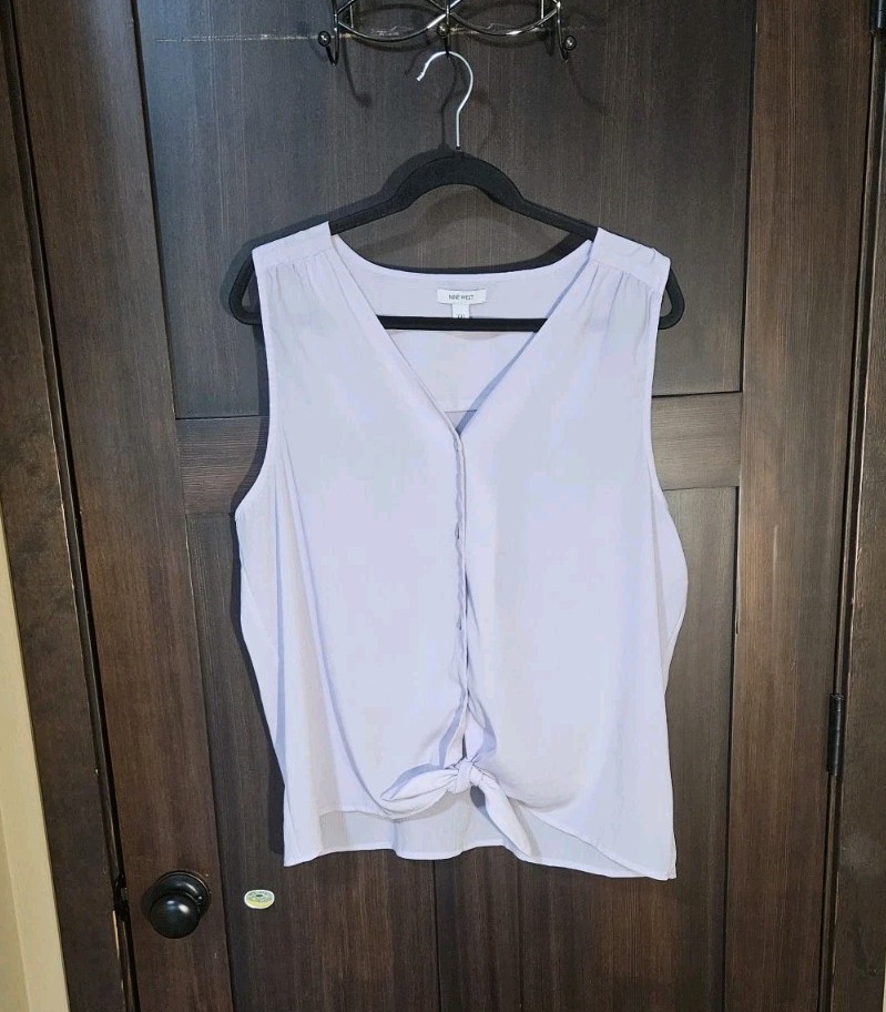 EUC Women's Nine West Lilac Purple Button Up Tank Top Blouse Top Size XXL 2XL