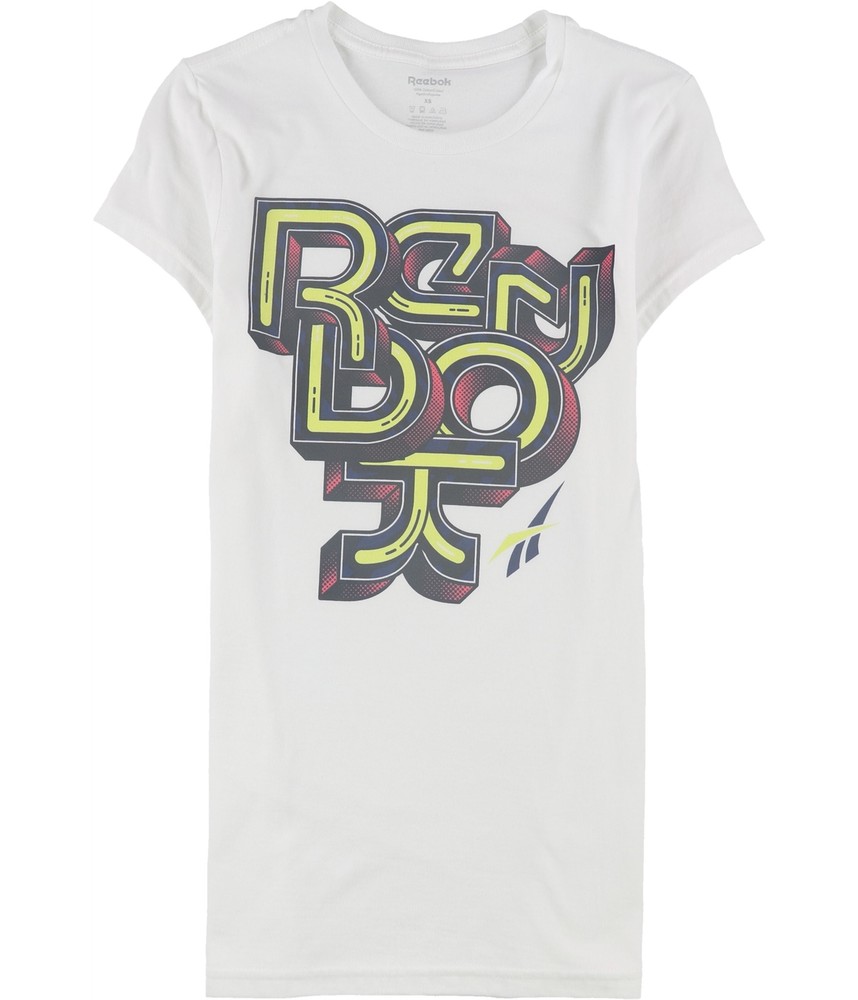 Reebok Womens Abstract Logo Graphic T-Shirt, White, X-Small-image