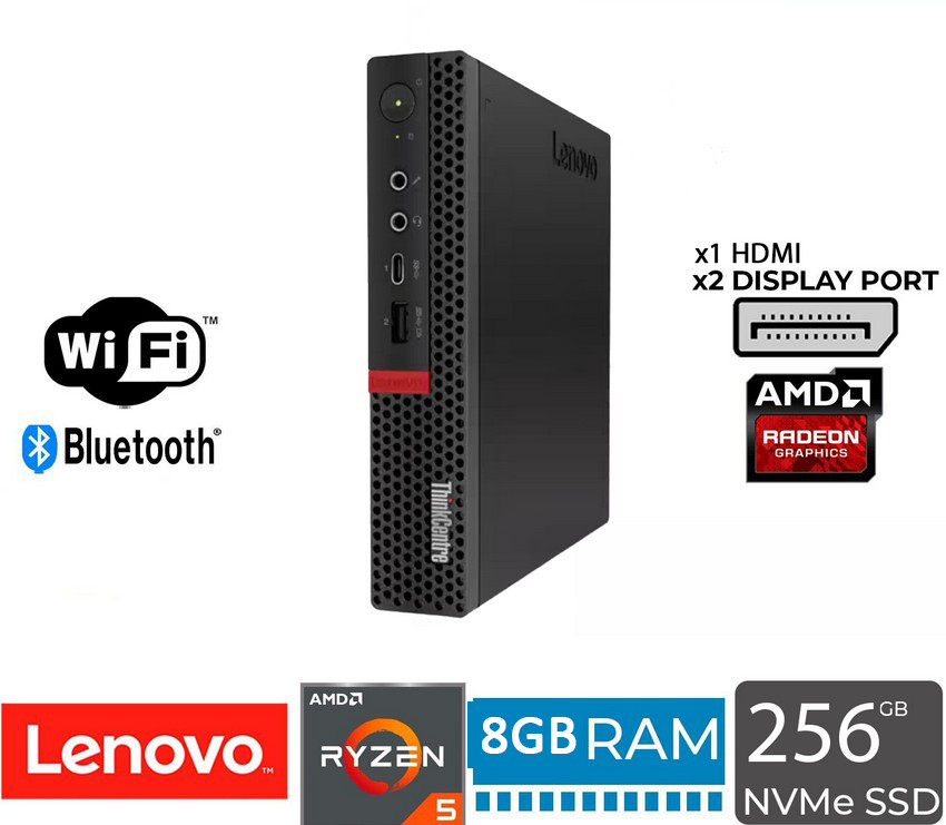 Lenovo ThinkCentre M75q (Ryzen 5 PRO 3400GE, 8 GB Ram, 256gb NVME) Desktop