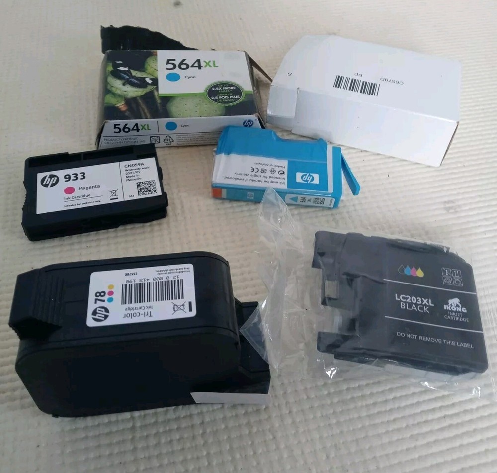 HP Assorted Ink Cartridges 564XL Cyan 933Magenta 78Trio  3-Pack Plus Ikong Black