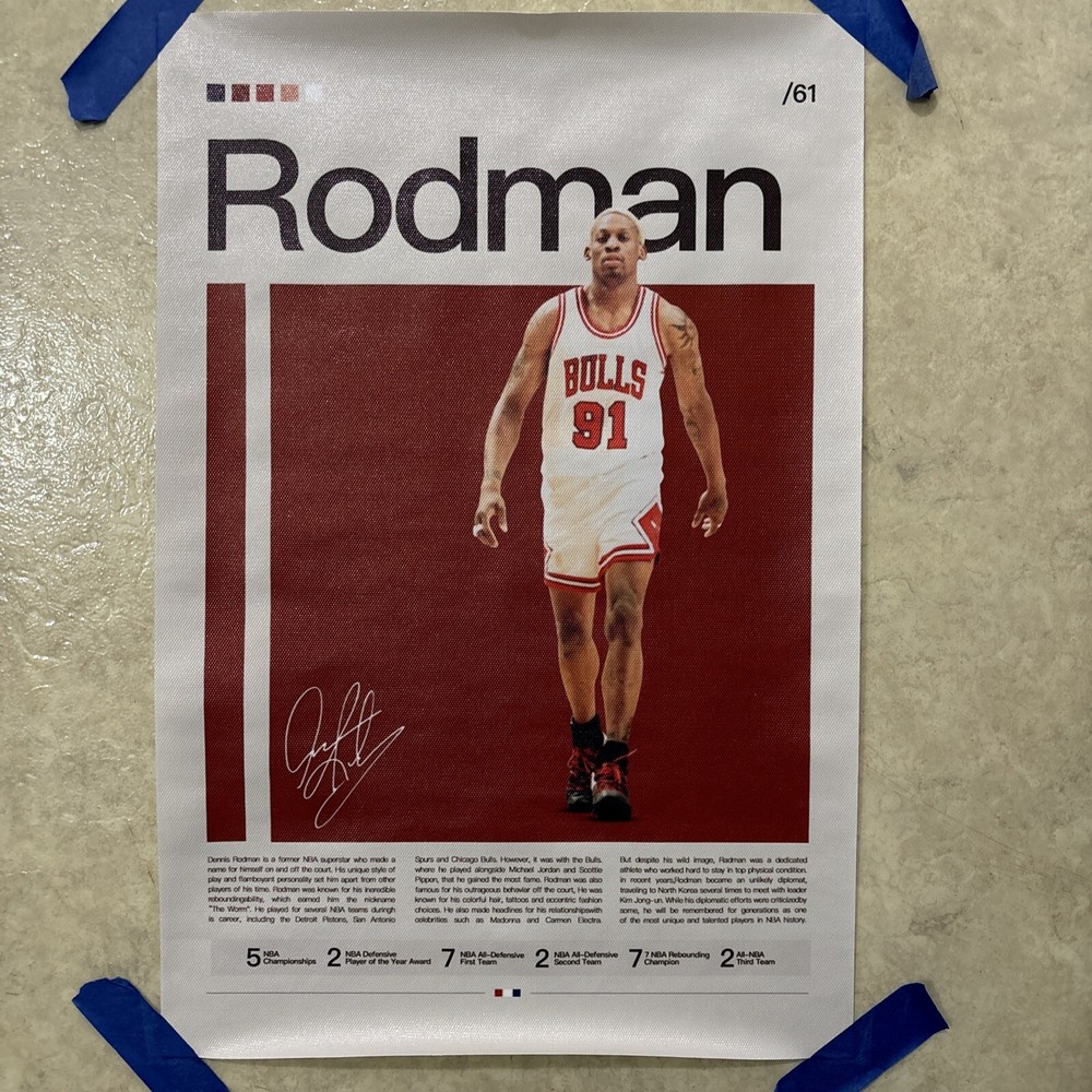 Dennis Rodman Chicago Bulls Basketball NBA ✅ Canvas Poster Wall Art ✅ 12x18 inch