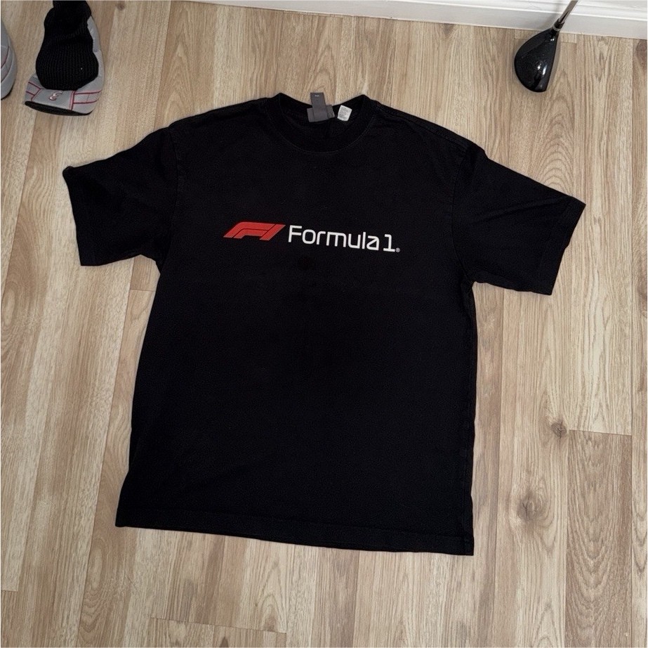 H&M Formula 1 Black Graphic Logo Crew Neck Short Sleeve T-Shirt Men's S