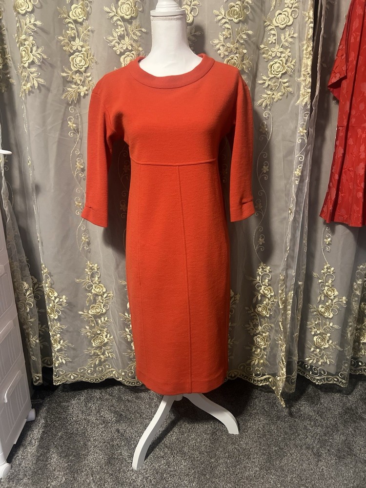 Armani Collezioni Red Midi Dress 3/4 Sleeve Made in Italy Size 6