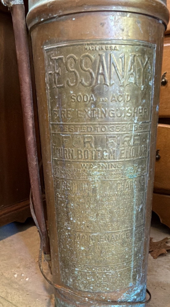 Essanay Fire Extinguisher Accent Lamp Vintage Industrial Brass Antique Bronze