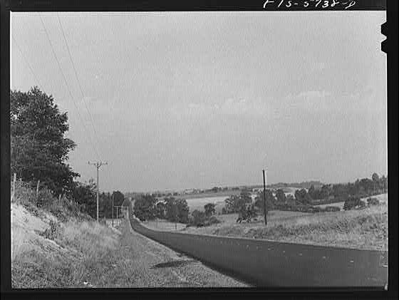 Photo:Rural Road Landscape 1900s Open Country Hills Utility Poles