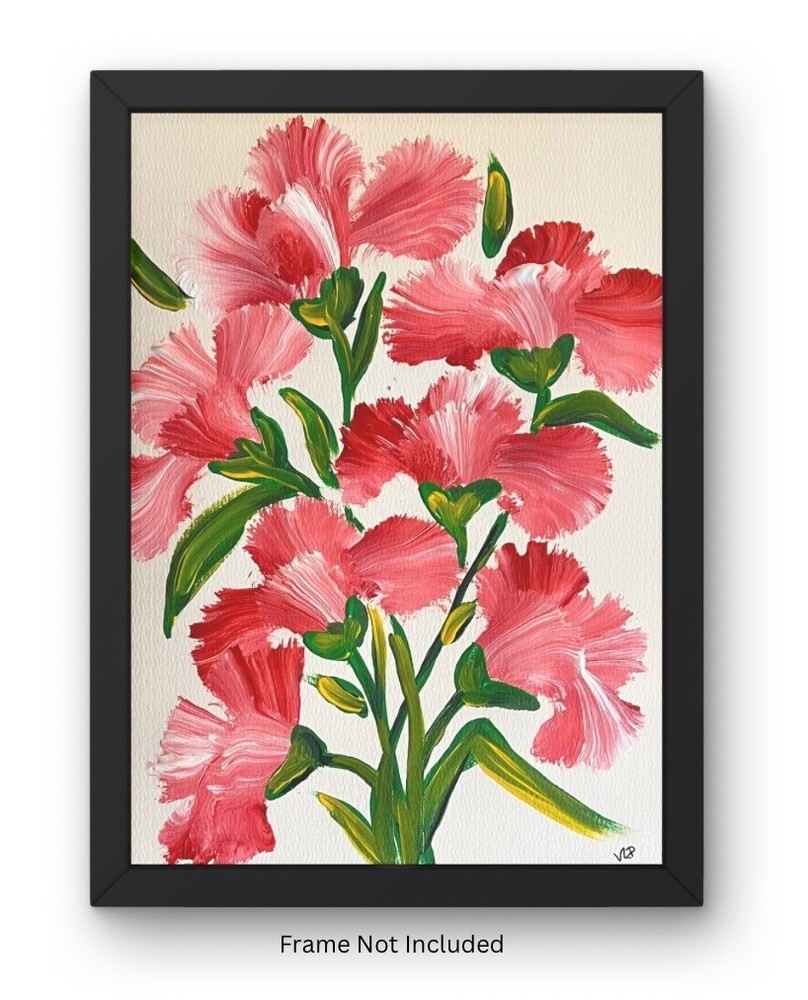Impressionist Abstract Pretty Flowers Acrylic 9x12” Art Paper VLP Original