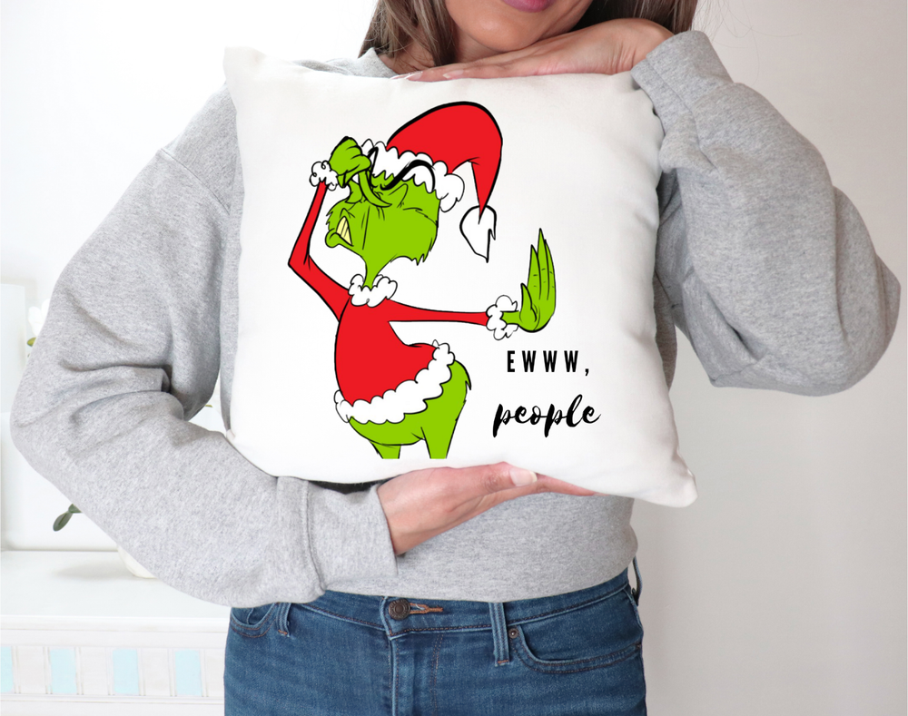 Custom 16x16 Christmas Grinch Ewe People Humor Accent Pillow Case Gift-image