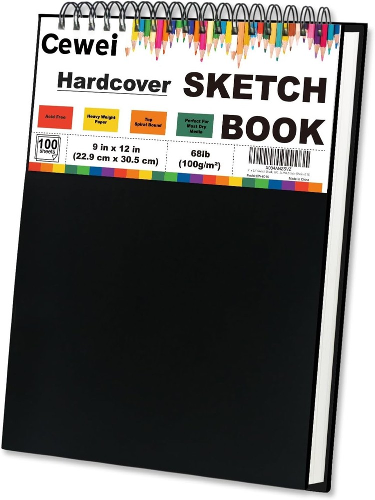 100 Sheet Sketch Book, Top Spiral Design, 9
