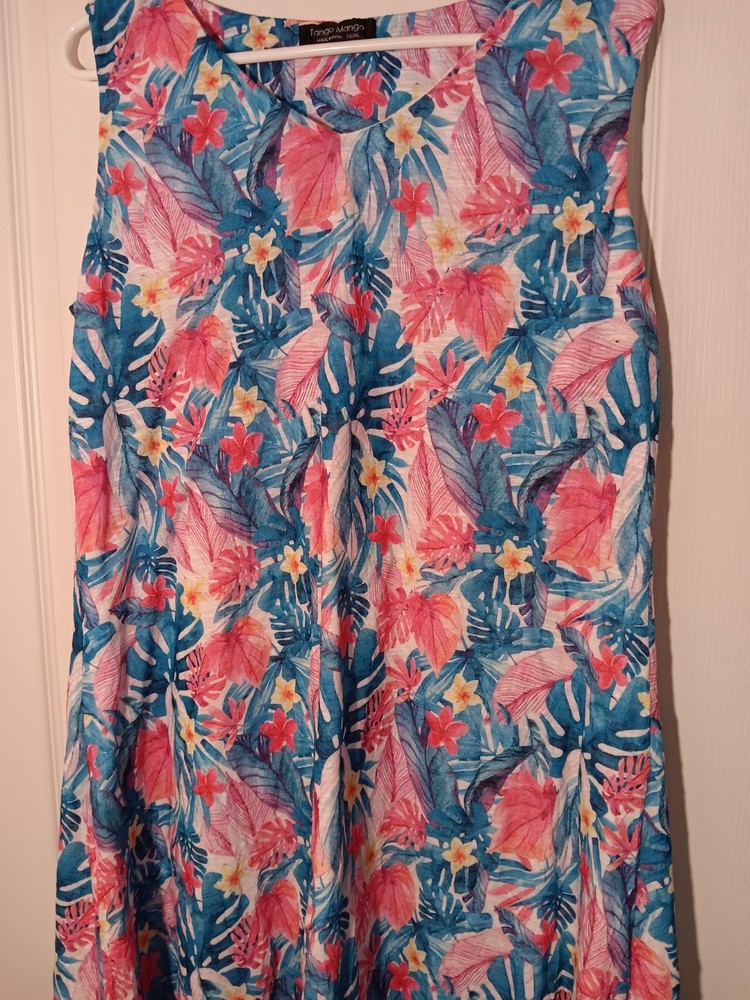 Tango Mango Women's Sleeveless Dress Size XL Tropical Print
