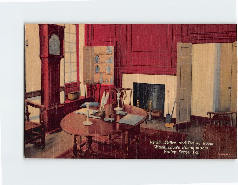 Postcard Office and Dining Room, Washington's Headquarters, Valley Forge, PA
