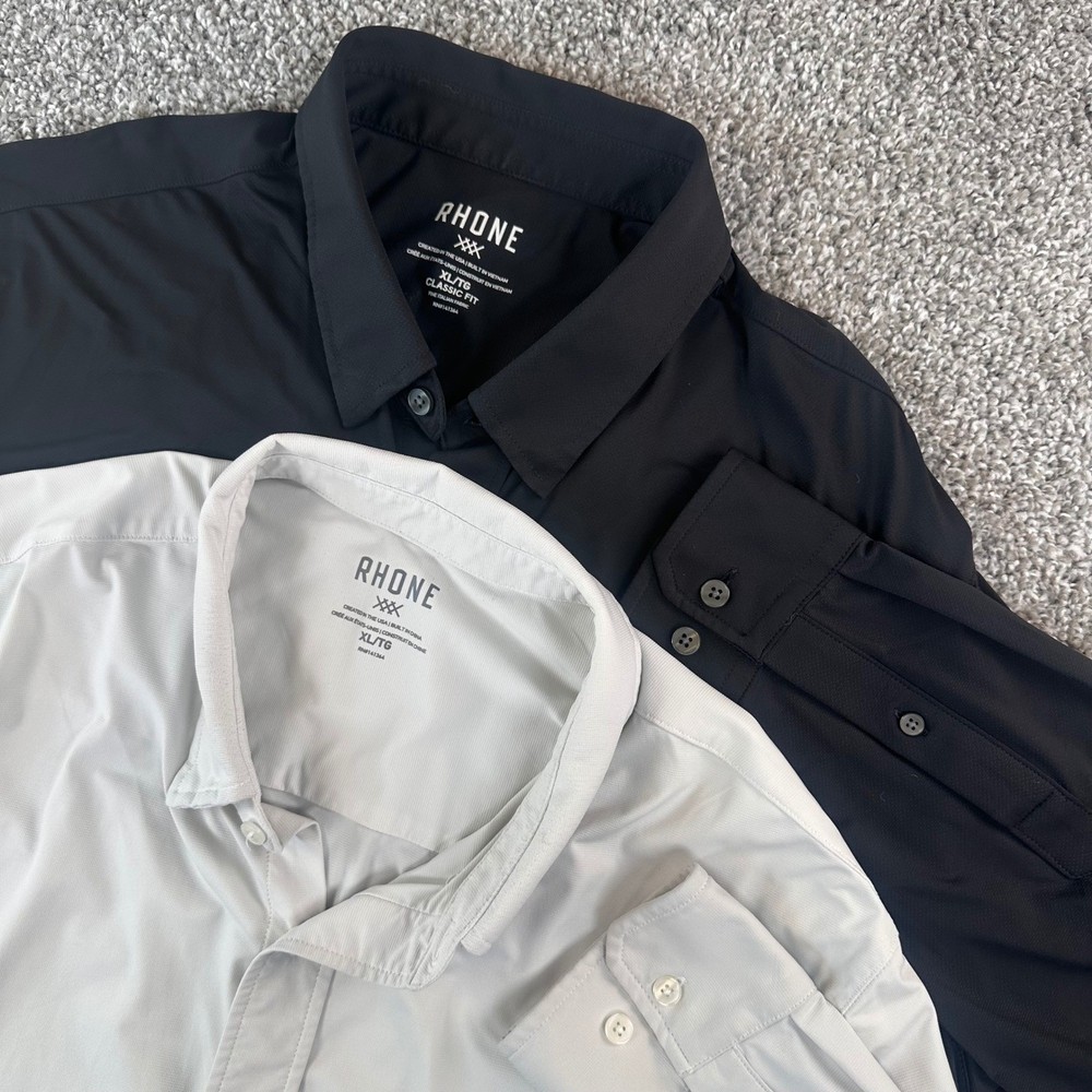 2- Rhone Commuter Shirt Mens XL Classic Fit Performance Button Down L/S FLAWS