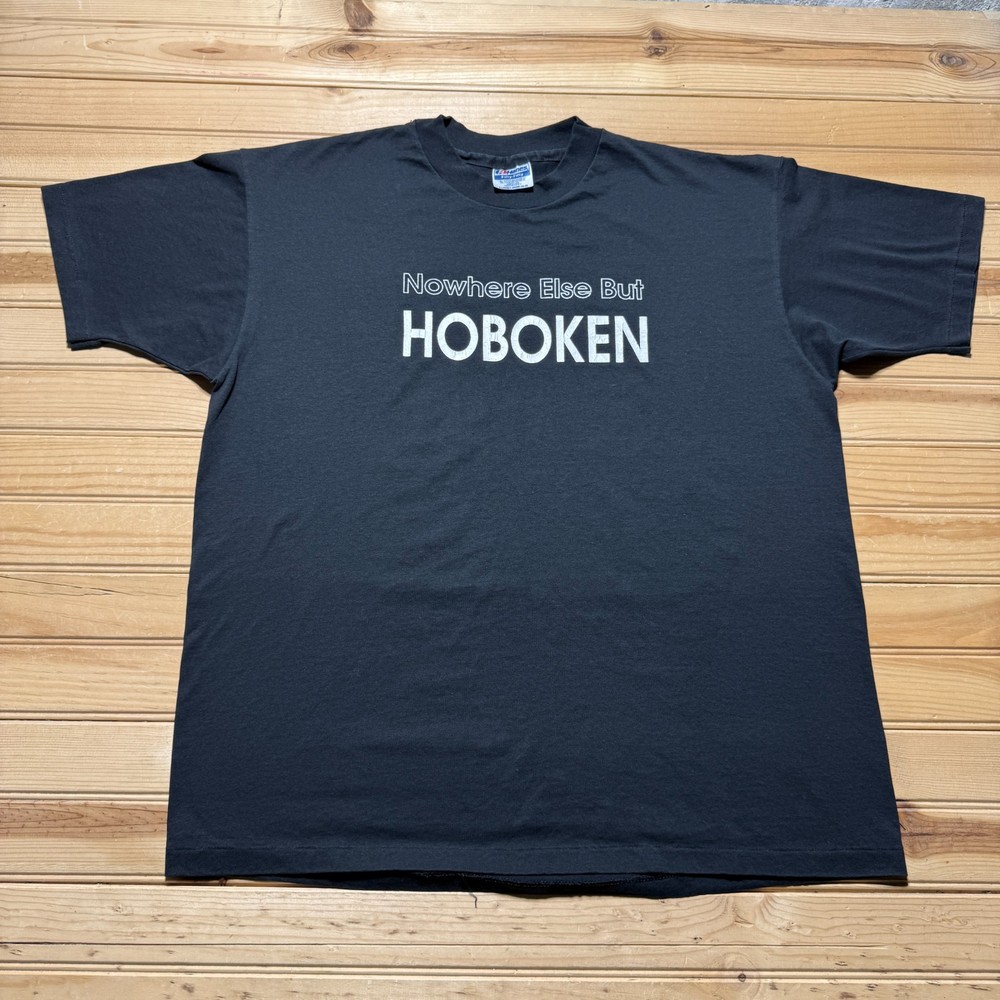 Vintage 90s Nowhere Else But Hoboken Baseball & Sinatra Graphic T-Shirt USA - XL