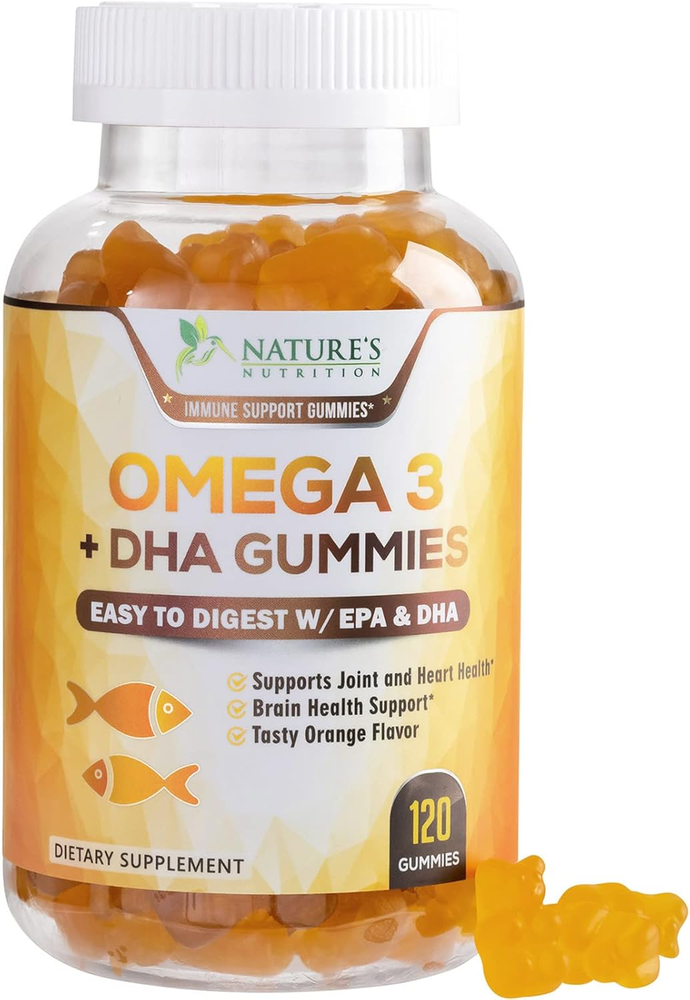 Omega 3 Fish Oil Gummies, Heart Healthy Omega 3 Gummy Supplement with High Absor