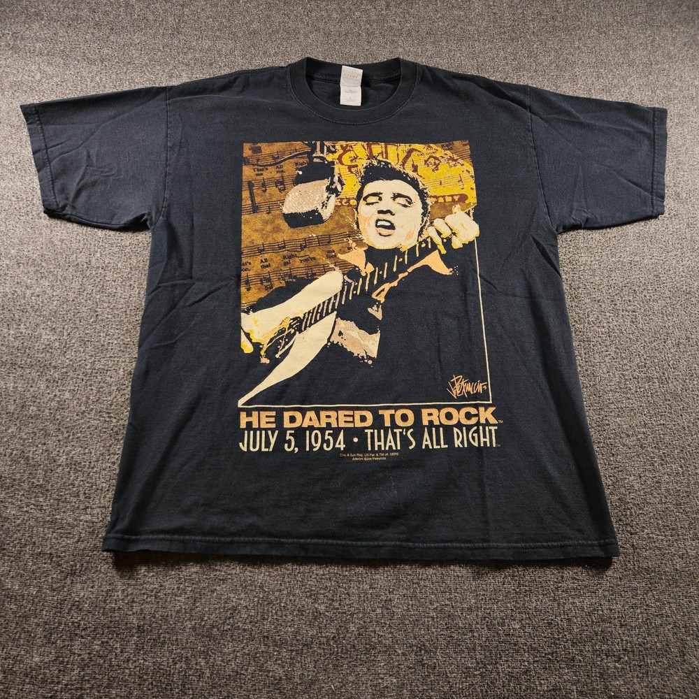 Vintage Elvis Presley T-shirt 50th Anniversary Double-sided Black Size XL