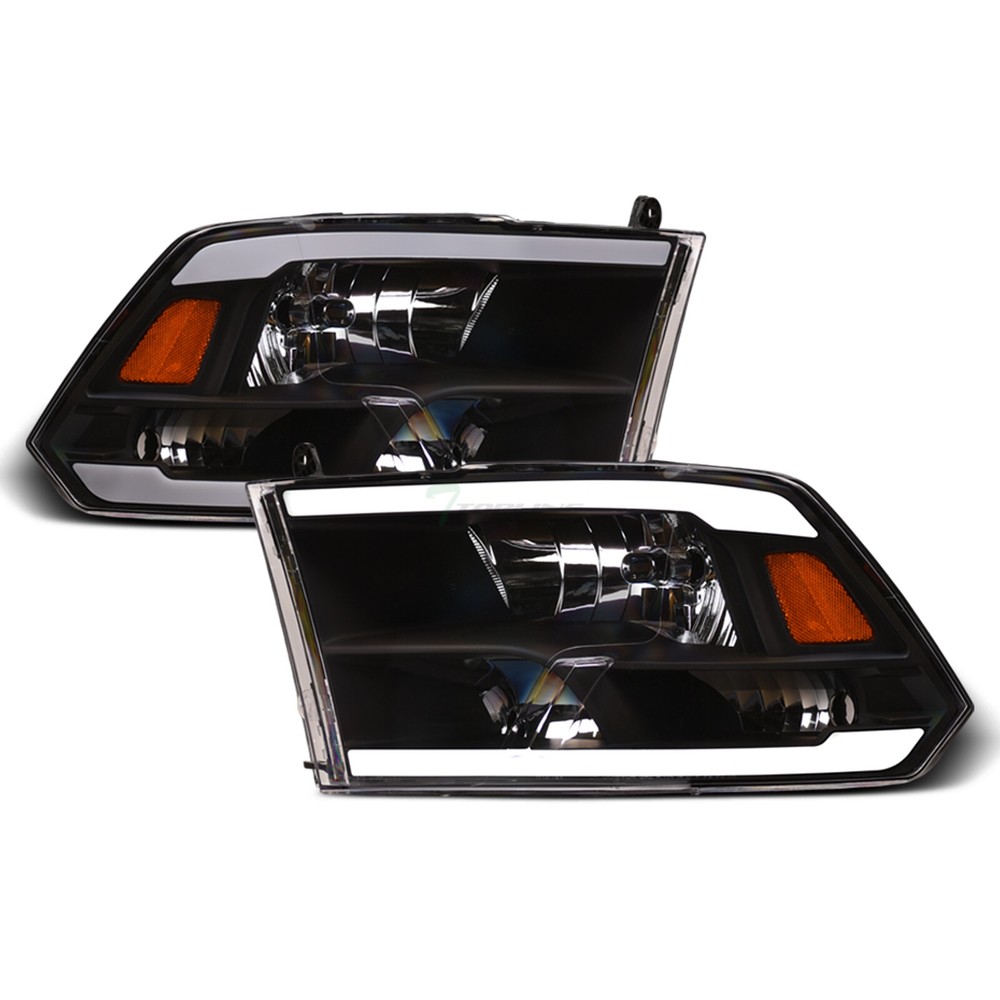 Topline For 2009-2018 Dodge Ram DRL LED Strip Bar Headlights Signal Amber Black