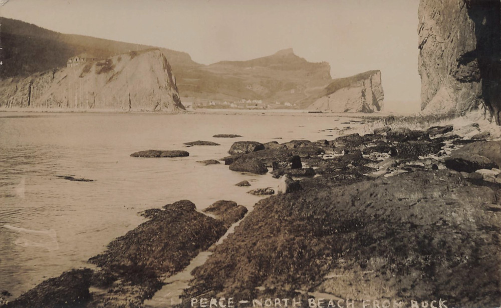 VIEW OF PERCE FROM ROCK REAL PHOTO POSTCARD QUEBEC CANADA 1910s RPPC