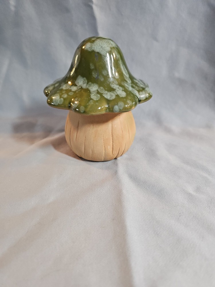 Glazed Ceramic Mushroom Toadstool Figure Fantasy Fairy Garden