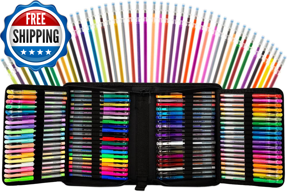 160 Color Artist Gel Pen Set Includes 36 Glitter Gel Pens, 12 Metallic, 12 Paste
