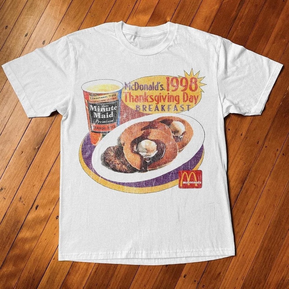 1998 McDonald's Thanksgiving Day Breakfast RETRO GRAPHIC UNISEX T-SHIRT S-5XL