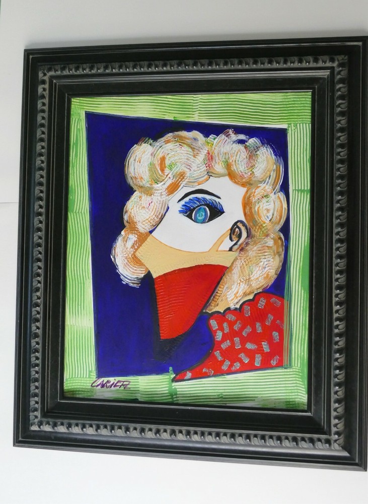 Modern art abstract acrylic painted gallery finish with frame Black ready to han-image