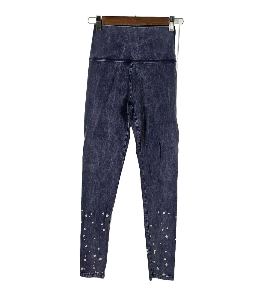Aerie Offline OG High Rise Leggings in Acid Wash Blue with Bleach Splatter