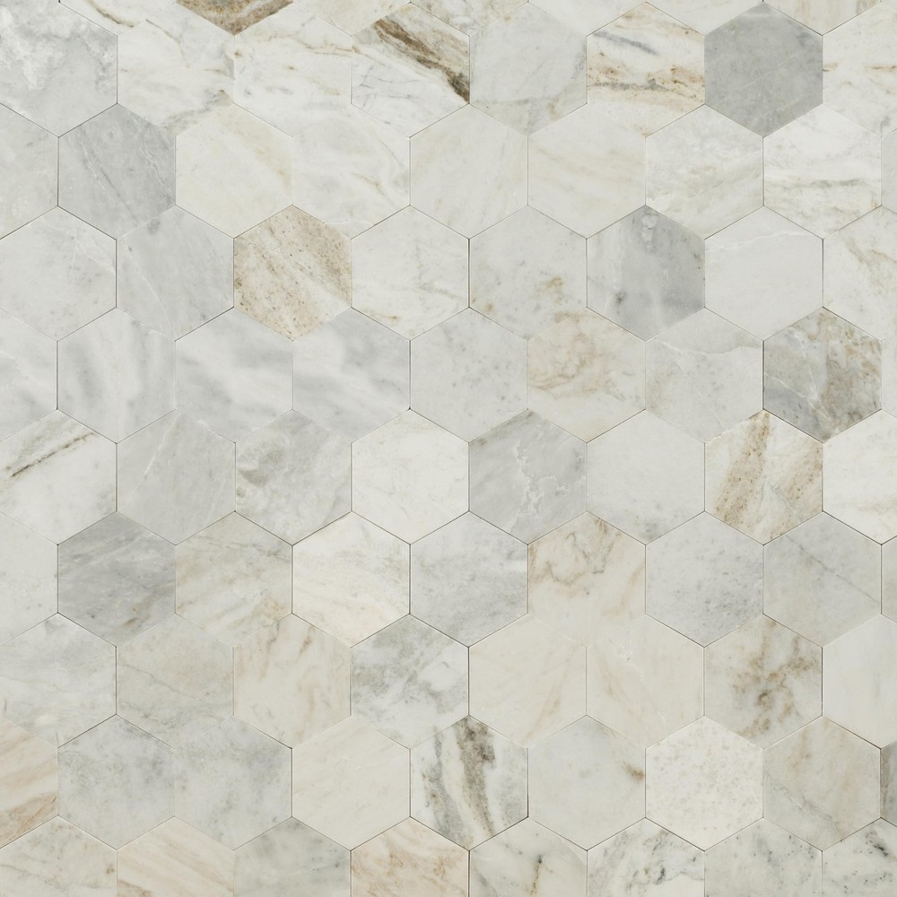 Arabescato Venato Hexagon Peel and Stick Mosaic Tile 10x12 for Kitchen Backsplash