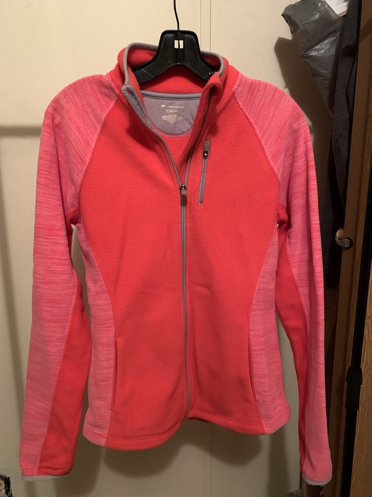 Tek Gear Women’s Active Wear Size M Pink Full Zip Fleece Jacket With Pockets
