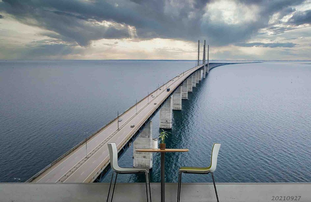 3D Sky Clouds Sea Pier Scenery Wall Murals Wallpaper Murals Wall Sticker 66