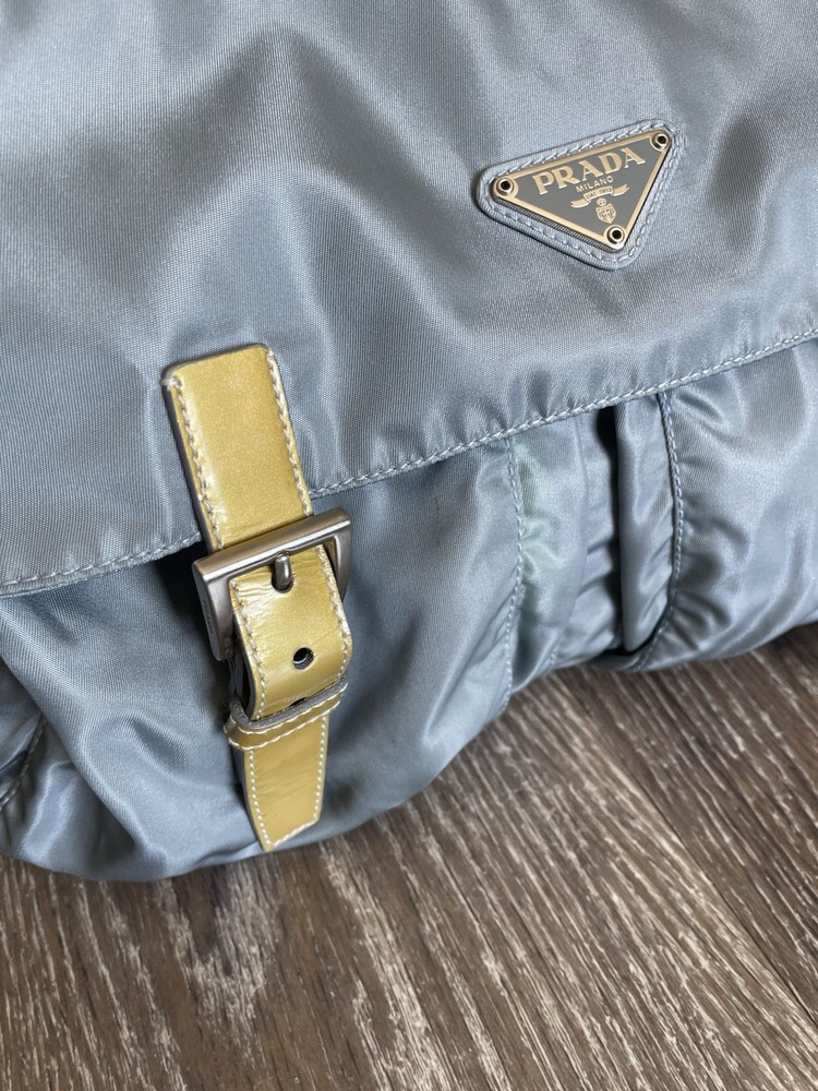 Vintage PRADA Nylon Crossbody Bag with PVC Leather Accents