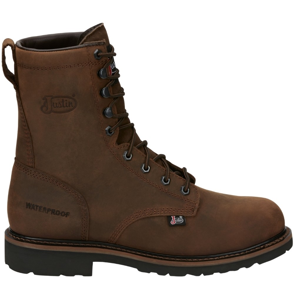 Justin Original Workboots Drywall 8 Inch Waterproof Steel Toe Lace Up Work  Mens