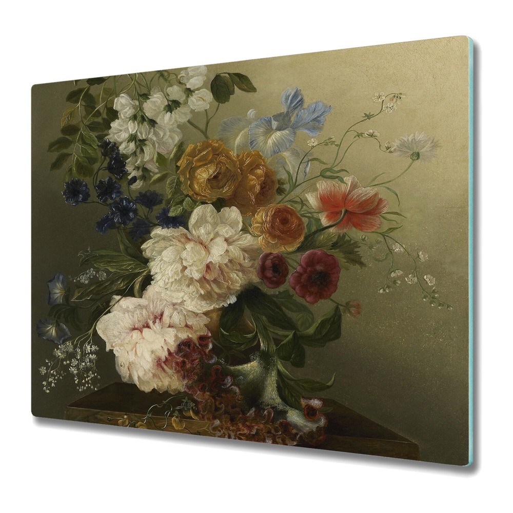 Glass Chopping Board Utensil Board Worktop Saver Still Life Painting 60x52
